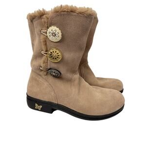 Alegria Nanook Boots Womens Size 6 6.5 Tan Brown Leather Fur Winter